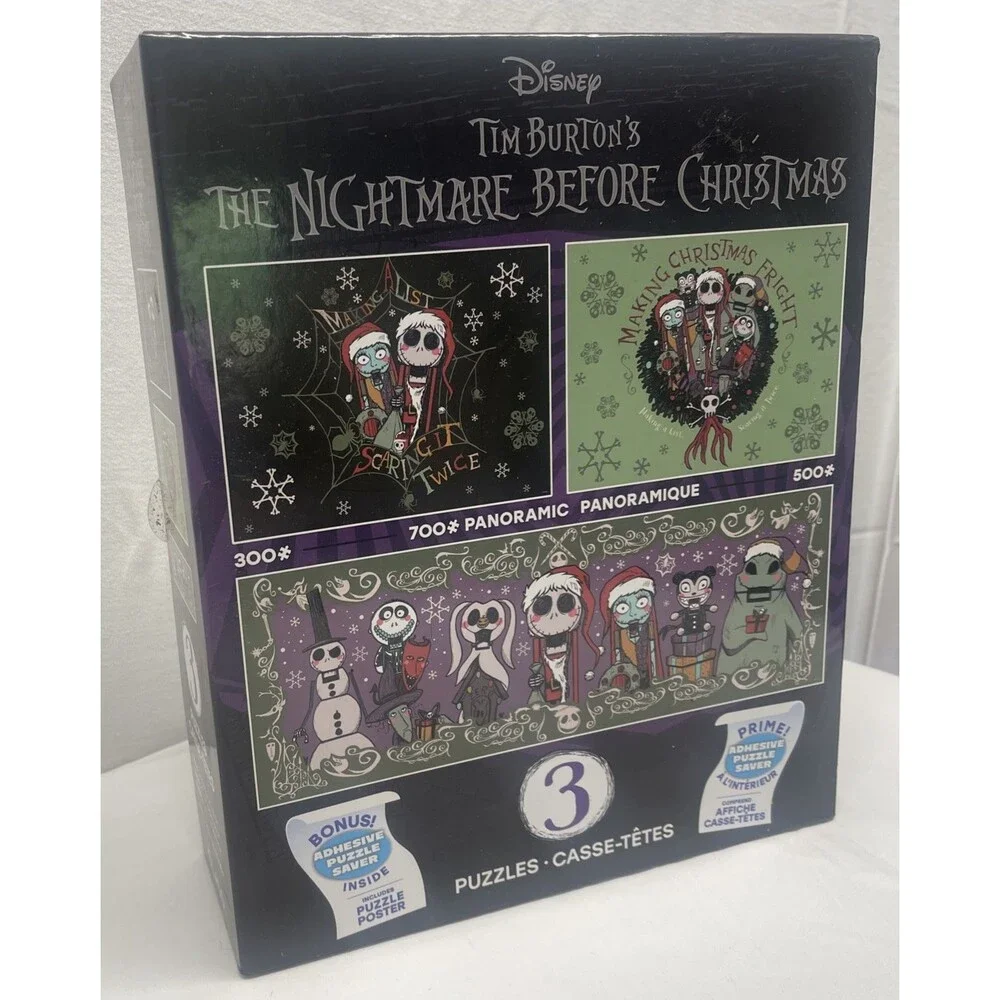 NEW Disney Tim Burton’s 3 Jigsaw Puzzles Poster ‘The Nightmare Before Christmas’
